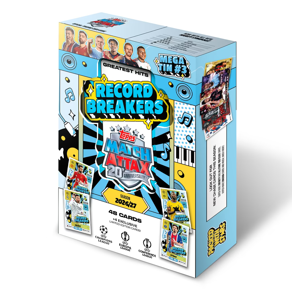 Topps Match Attax UEFA Club Competitions 2026/27 Mega Tin Record Breakers – Metal Koleksiyon Kutusu